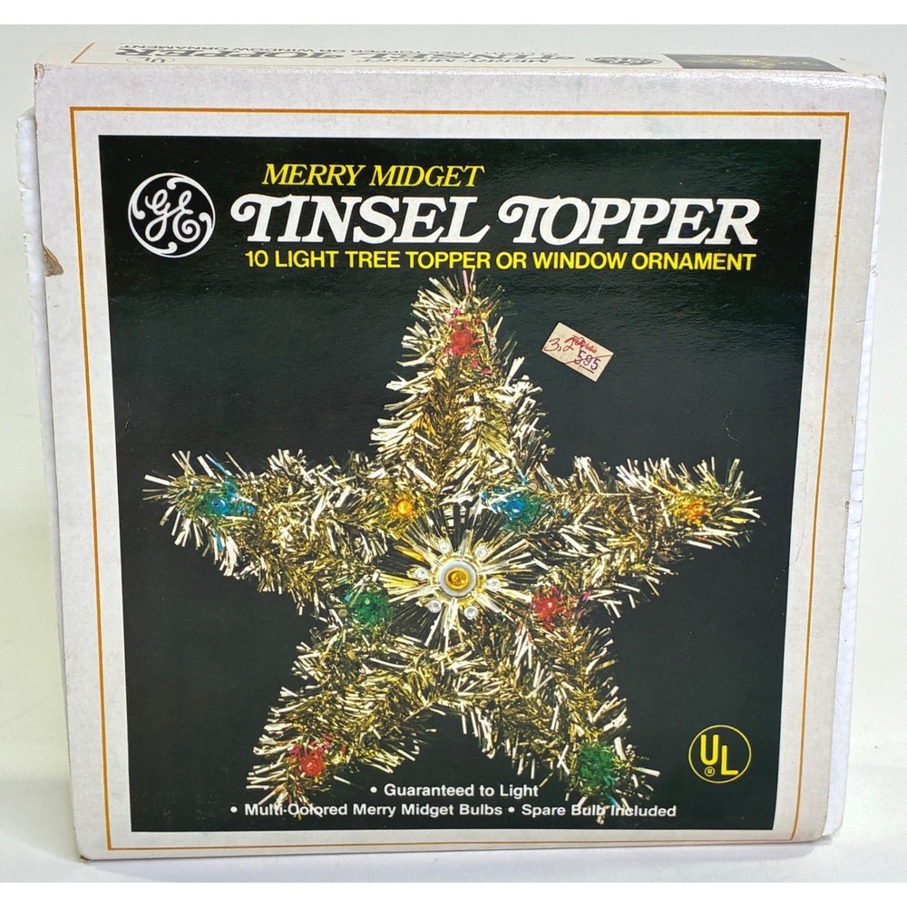 GE Merry Midget Tinsel Topper 10 Light Star Tree Topper Gold Vintage TTL2-10